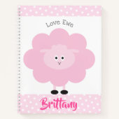 Pink Lamb Liebe Ewe Individuelle Name Script Niedl Notizblock (Vorderseite)