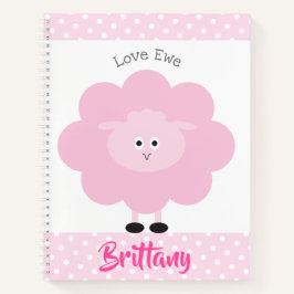 Pink Lamb Liebe Ewe Individuelle Name Script Niedl Notizblock