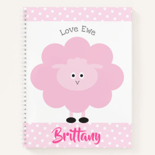 Pink Lamb Liebe Ewe Individuelle Name Script Niedl Notizblock