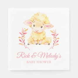 Pink Lamb Sheep Baby Dusche für Mädchen Serviette