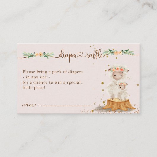 Pink Lamb Sheep Baby Dusche Mommy Diaper Raffel Begleitkarte (Vorderseite)