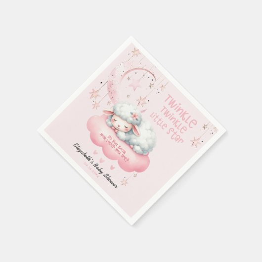 Pink Lamb Twinkle Twinkle Girl Babydusche Serviette (Ecke)