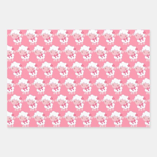 Pink Lamm Wrapping Paper Set Geschenkpapier Set (Vorderseite)