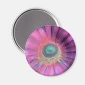 Pink Lampwork Glass Daisy Blank Trippy Magnet (Vorderseite/Rückseite)