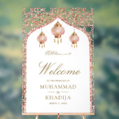Pink Lantern Rose Gold Muslim Wedding Welcome Acrylschild (Neutral)