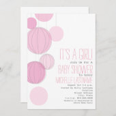 Pink Lanterns Babydusche Einladung (Vorne/Hinten)