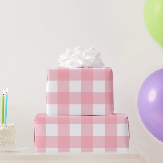 Pink Large Gingham Karierte Karos Geschenkpapier (Partygeschenke)