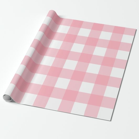 Pink Large Gingham Karierte Karos Geschenkpapier (Ungerollt)
