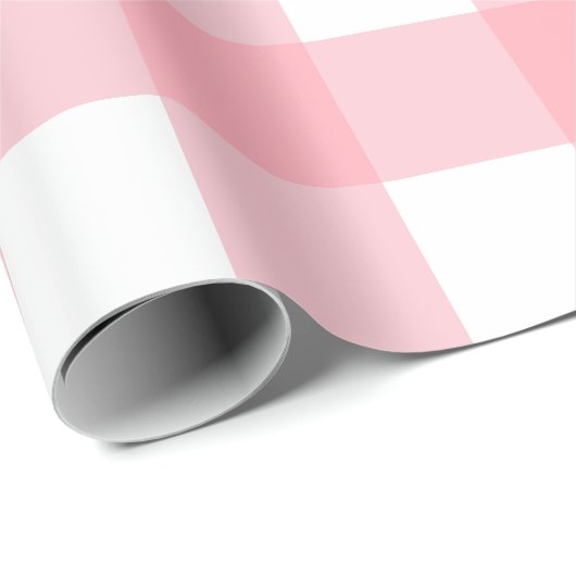 Pink Large Gingham Karierte Karos Geschenkpapier (Rolleneckpunkt)