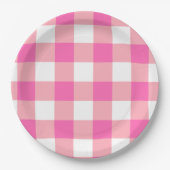 Pink Large Gingham Karierte Karos Pappteller (Vorderseite)