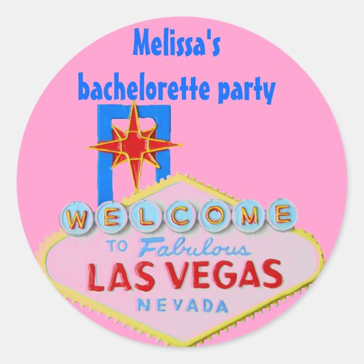 Pink Las Vegas Bachelorette Runder Aufkleber (Vorderseite)