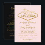 Pink Las Vegas Fabulous Hochzeit in Urlaubsort Einladung<br><div class="desc">Las Vegas Hochzeitseinladung mit dem berühmten Begrüßungszeichen in eleganten Imitaten, goldene Folie auf einem matten, rot-rosa Hintergrund, für eine Hochzeit in Urlaubsort entworfen, mit optionalen Reise- und Unterbringungsdetails auf der Rückseite, wodurch es zu einem erschwinglichen und schicken Casino-Hotel oder Vegas Kapelle Hochzeitseinladung. Pair es mit unserer passenden rsvp-Karte und personalisierten...</div>