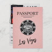 Pink Las Vegas Passport Save the Date (Vorne/Hinten)