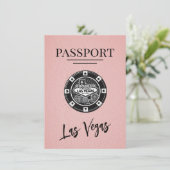 Pink Las Vegas Passport Save the Date (Stehend Vorderseite)