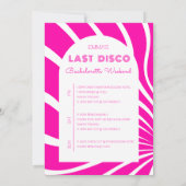 Pink Last Disco Bachelorette Wochenende Einladung (Rückseite)