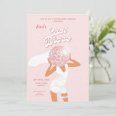 Pink Last Disco Girl Bridal Einladung (Stehend Vorderseite)
