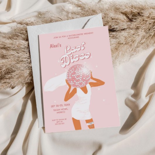 Pink Last Disco Girl Bridal Einladung