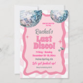 Pink Last Disco Groovy Junggeselinnen-Abschied Einladung (Vorderseite)
