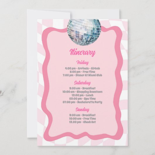 Pink Last Disco Groovy Junggeselinnen-Abschied Einladung (Rückseite)