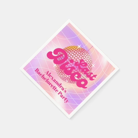 Pink Last Disco Retro 70er Junggeselinnen-Abschied Serviette (Ecke)