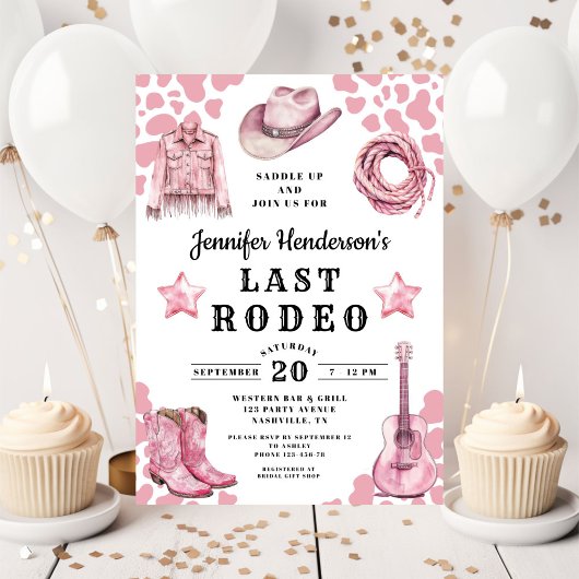 Pink Last Rodeo Bachelorette Einladung