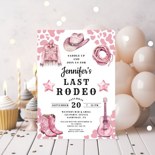 Pink Last Rodeo Bachelorette Einladung