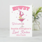 Pink Last Rodeo Bachelorette Wochenende Einladung (Stehend Vorderseite)