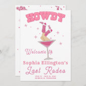 Pink Last Rodeo Bachelorette Wochenende Einladung (Vorne/Hinten)