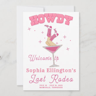 Pink Last Rodeo Bachelorette Wochenende Einladung