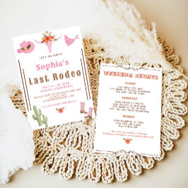 Pink Last Rodeo Cowgirl Junggeselinnen-Abschied Einladung