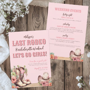 Pink Last Rodeo Cowgirl Junggesellinnenabschied Einladung