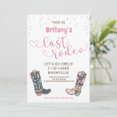 Pink Last Rodeo Junggeselinnen-Abschied Einladung (Stehend Vorderseite)