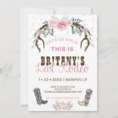 Pink Last Rodeo Junggeselinnen-Abschied Einladung (Vorderseite)