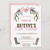 Pink Last Rodeo Junggeselinnen-Abschied Einladung (Vorne/Hinten)