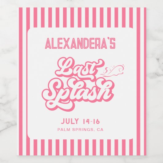 Pink Last Splash Pool Weinetikett (Einzelnes Label)
