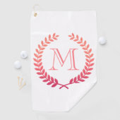 Pink Laurel Wreath Monogram Golfhandtuch (Insitu)