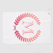 Pink Laurel Wreath Monogram Golfhandtuch (Horizontal)