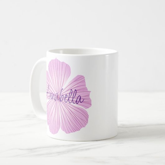 Pink Lavatera Blume Kaffeetasse (Vorderseite Links)