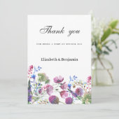 Pink Lavendel lila Wildblume Sommer Danke Einladung (Stehend Vorderseite)