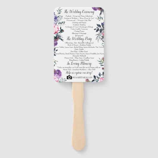 Pink Lavender Blooms Hochzeitsprogramm Fächer (Rückseite)