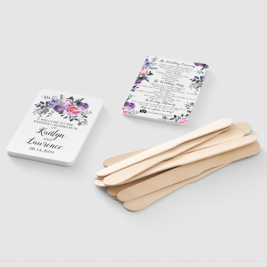 Pink Lavender Blooms Hochzeitsprogramm Fächer (Non-assembled)