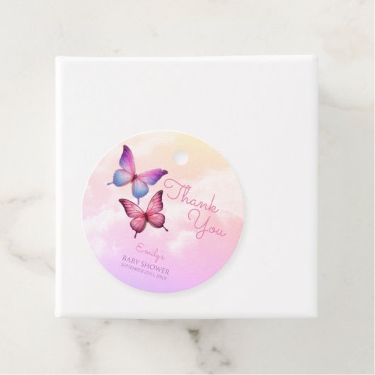 Pink Lavender Butterfly Babydusche Geschenkanhänger (Beispiel)