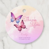 Pink Lavender Butterfly Babydusche Geschenkanhänger (Vorderseite)