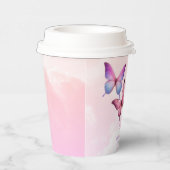 Pink Lavender Butterfly Babydusche Pappbecher (Rechts)