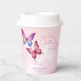 Pink Lavender Butterfly Babydusche Pappbecher