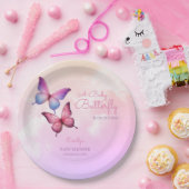 Pink Lavender Butterfly Babydusche Pappteller (Party)