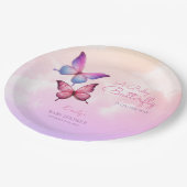Pink Lavender Butterfly Babydusche Pappteller (Schrägansicht)