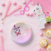 Pink Lavender Butterfly Babydusche Pappteller (Party)