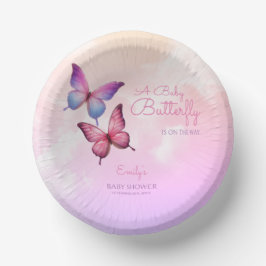 Pink Lavender Butterfly Babydusche Pappteller