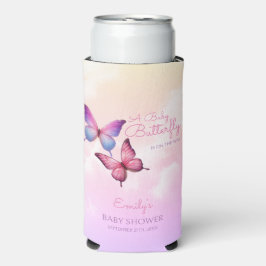 Pink Lavender Butterfly Babydusche Selters Dosenkühler